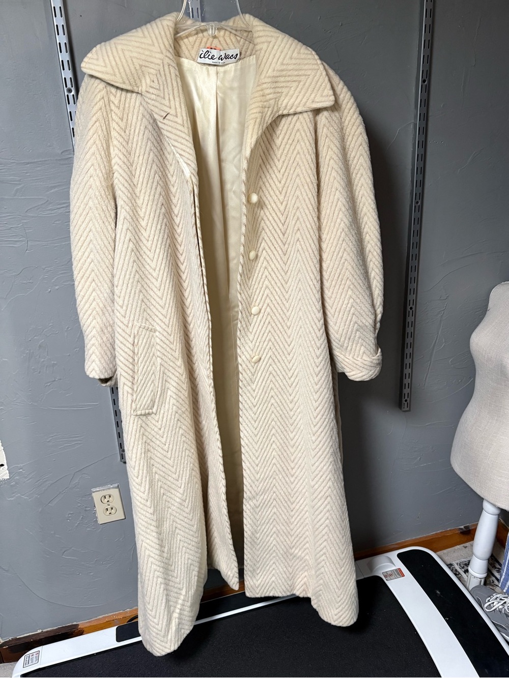 Ilse Jacobsen Cream Herringbone Long Trench Coat